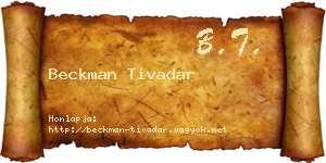 Beckman Tivadar névjegykártya